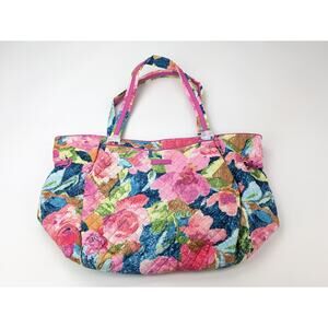 Vera Bradley Superbloom Glenna Tote Quilted Shoulder Bag Pink Blue Floral NEW!